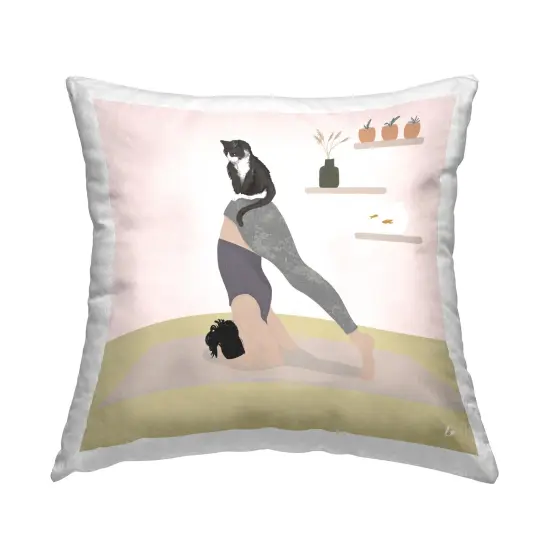 Stupell Industries Downward Cat Yoga Pose Decorative Printed Throw Pillow Design by Lydia Orange, 18 x 7 x 18 {1}