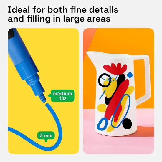 5 Oil-Based Permanent Paint Markers - Assorted Sets of Fine and Medium Tip Markers for Tire, Wood, Rock, Fabric, Glass, Ceramic, Metal, Plastic, and More - Quick Dry, Waterproof, Permanent {3}