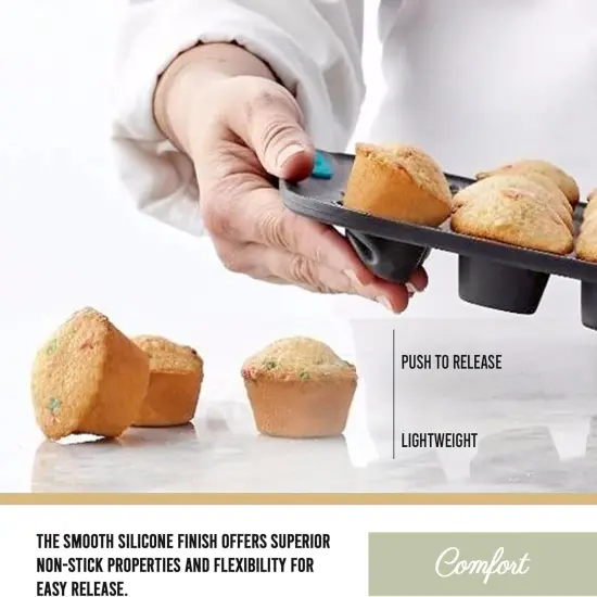 Structure Silicone Muffin Pan, Pan-24 Cup, Grey/Mint {2}