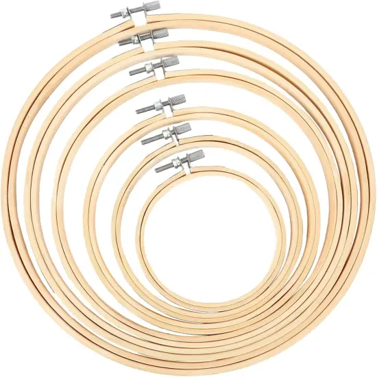 6 Pieces Embroidery Hoops Adjustable Circle Cross Stitch Hoop Ring 4 inch to 10 inch Bulk Round Embroidery Hoop for Art Craft Handy Sewing and Christmas Decoration {1}