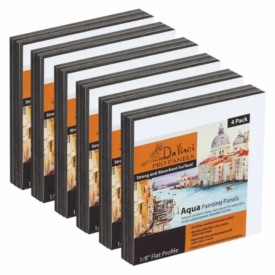 Jerry's Artarama Da Vinci Aqua Pro Panels - 6x6" - Pack of 24 - 1/8" Thick Rigid Watercolor Board with Acid-Free Surface, Clay-Infused Gesso, Ideal Watercolor Boards for Painting Mixed Media {1}