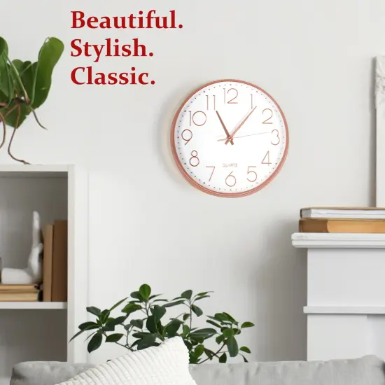 Modern 9.8-Inch Silent Wall Clock &ndash; Minimalist Design, Battery Operated Pink {2}
