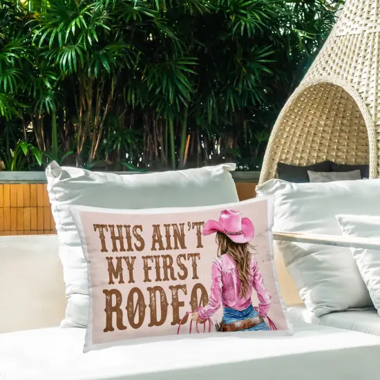 Stupell Industries Ain't My First Rodeo Girl Outdoor Printed Throw Pillow Design by Lettered and Lined, 14 x 7 x 20 {2}