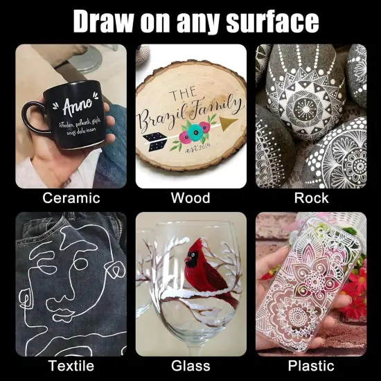 White Paint Pen Paint Marker - 2 PCS Dual Tip Oil Based White Permanent Markers, Extra Fine Tip and Medium Tip (0.7mm & 3mm), Quick Drying, Waterproof, Marker Pen for Fabric (2 White) {5}