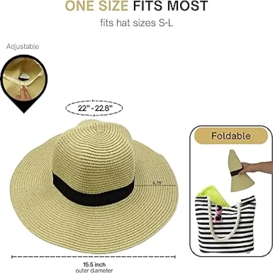 4E's Novelty Sun Hat for Women UV Protection with Sunglasses, UPF 50+, Packable Beach Hat, Beige {6}