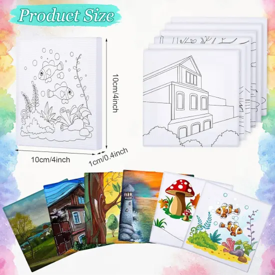 12 Pcs Pre Drawn Canvas - 4 x 4 Inch (Village and Sea Style) {2}