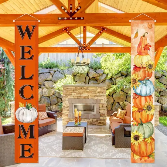 Fall Door Banners Welcome Autumn Porch Sign {6}