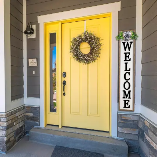 3D Outdoor Welcome Sign for Front Porch Standing 45"X9(Wood White-Wood Sign) {3}