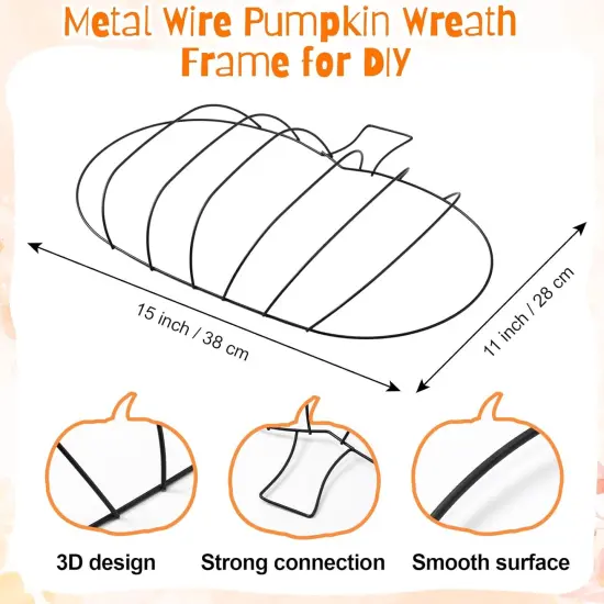 5 Pcs Autumn Pumpkin Shaped Metal Wreath - 15 x 11 Inches {2}