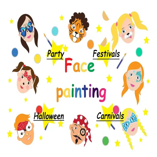 Face Painting Kit(white, black, red, blue, green, pink, brown, yellow, gray, silver, purple) {5}