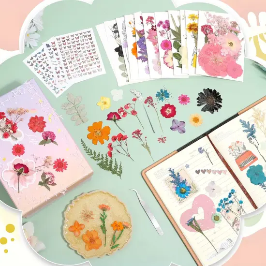 500 PCS Dried Flowers Butterfly Stickers {2}