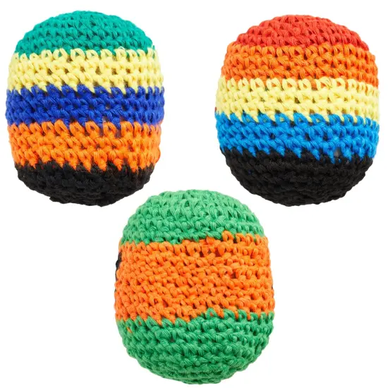 6 Pack Knitted Juggling Sacks - Soft Foot Bag Balls for Adults, Party Favors, Soccer Training (6 Designs, 2.5 x 2 x 1.5 In) {7}