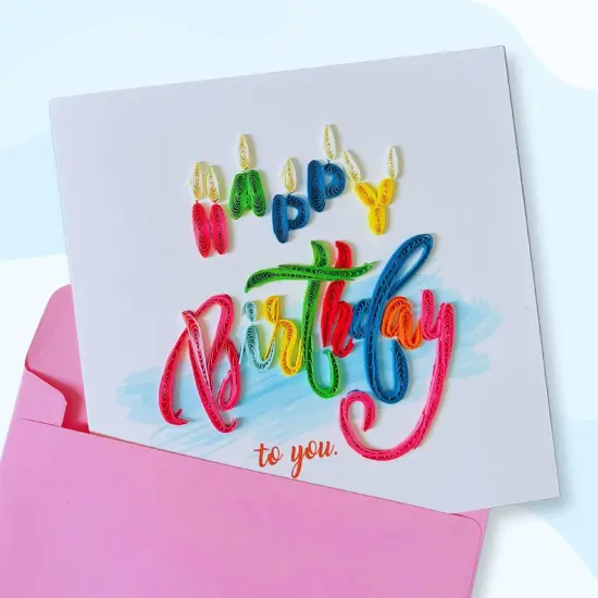 Quilling Cards 3D birthday Cards, handmade paper quilled card, handcrafted cards with Happy Birthday letter {2}