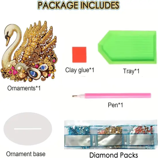 Diamond Desktop Ornament Swan, Diamond Art Ornament,Special Diamond Art Kit for Adults, DIY Tabletop Ornament Decor, Noble Swan {2}