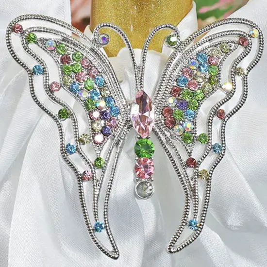 Butterfly Rhinestone Chair Sash Buckle Silver Metal Accent 2 Inch Width {3}