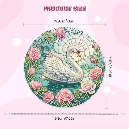 Swan Diamond Art Hanging Pendant Kits, 5D Special Shape Diamond Art Kits for Adults, Crystal Rhinestones Animal Diamond Painting Gem Art for Home Window Garden Wall Decor {4}