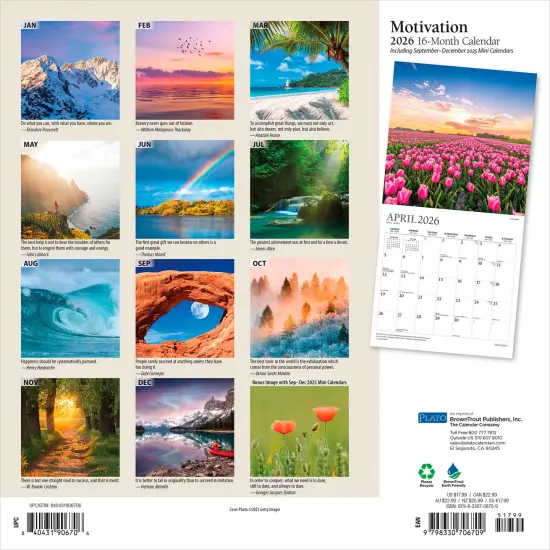 Motivation | 2026 12 x 24 Inch (Hanging) Monthly Square Wall Calendar | Foil Stamped Cover {2}