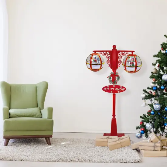 Northlight 74" Lighted Red and Gold Musical Double Christmas Street Lamp {4}