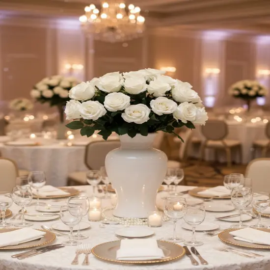 27&rdquo; Real Touch Candle White Rose 4&rdquo; Bloom Faux Flower for Wedding, Home & Romantic Decor {2}