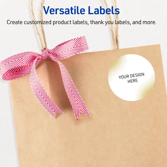 Avery Printable Round Labels with Sure Feed Technology, Pre-Printed Gold Blush Pattern, Matte White, 2" Diameter, Laser & Inkjet Compatible, 120 Total, Great for Branding, Marketing, and Events {6}