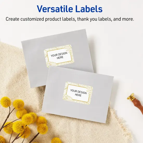 Avery Printable Rectangle Labels with Sure Feed Technology, Pre-Printed Gold Florals, Glossy White, 2" x 3", Laser & Inkjet Compatible, 80 Total, Great for Branding, Marketing, and Events {6}