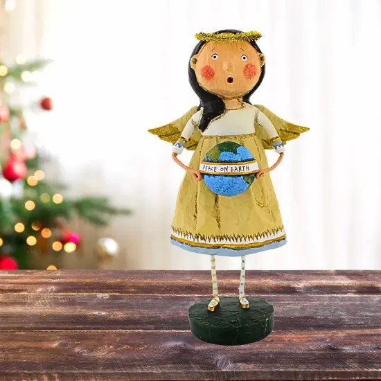 Lori Mitchell 8.0 Inch Angel Of Peace Christmas Figurine , Lightweight Christmas Decor World Globe Christmas Beige {4}