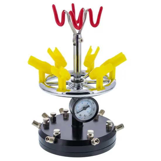 6 Station Airbrush Holder with Air Manifold - Holds 8 Airbrushes with Regulated Air Flow Control - Airbrush Stand for Artists and Modelers {1}