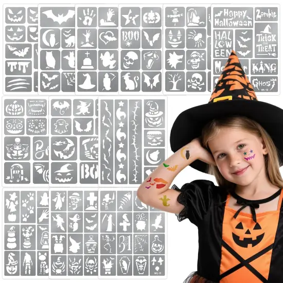 135 PCS Temporary Tattoo Stencils(Silver Halloween) {1}
