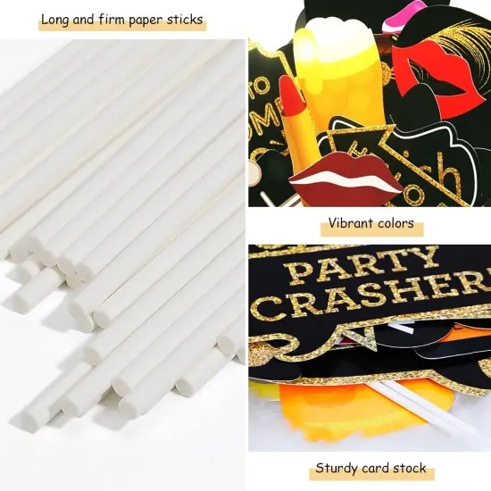 Adult 70th Birthday Photo Booth Props(41Pcs) for Her Him Cheers to 70 Years Birthday Party, Gold and Red Decorations {3}