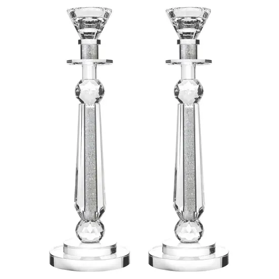 Crystal Candlestick with Crushed Gemstones {1}