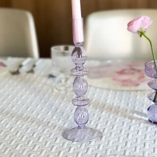 Glass Candle Holder Blue {6}