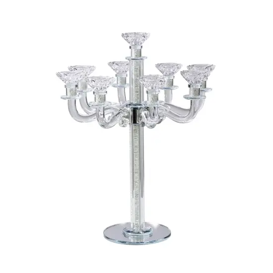 Crystal Candelabra with Mirrored Base 9 Arms Gold Silver {2}