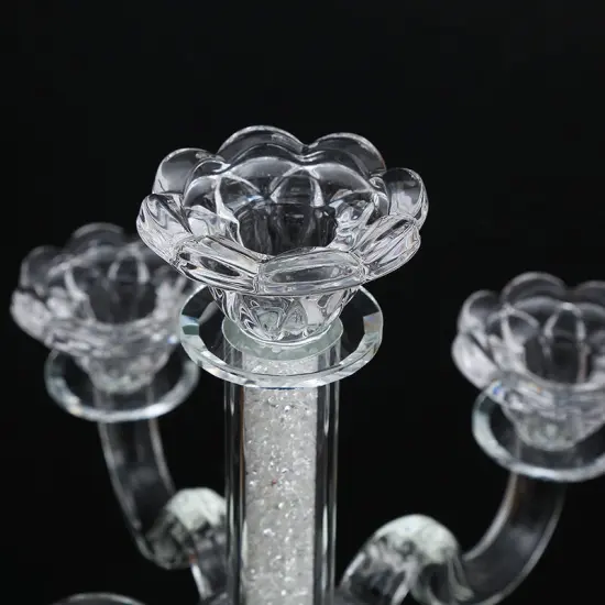 Tall Crystal Candelabra 5 Arms Clear {2}