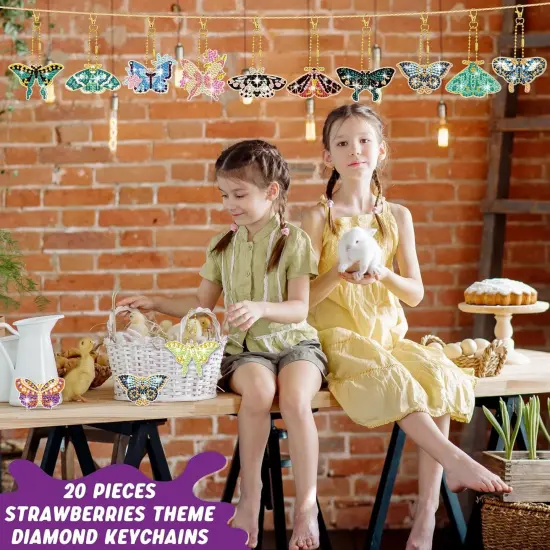 20 Pcs Butterfly Diamond Painting Keychains Kits Diamond Art Keychain 5d Butterfly Diamond Key Chain Spring Summer Diamond Hanging Ornaments Key Ring for Adults Beginners DIY Crafts Decor {5}