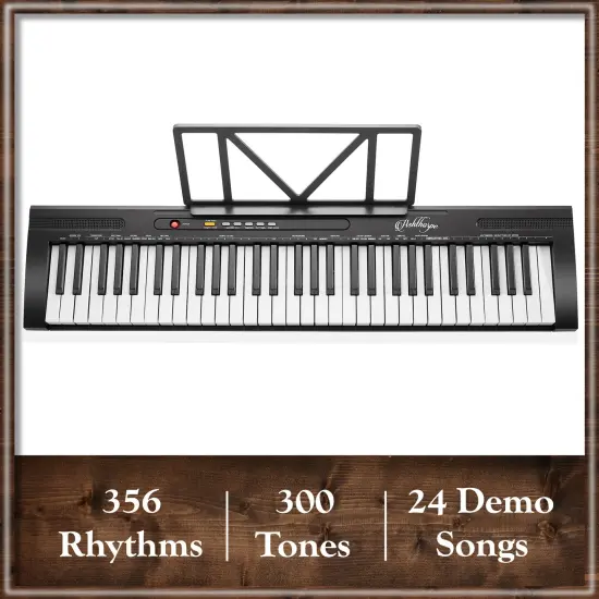 Ashthorpe 61-Key Digital Electronic Keyboard Piano for Beginners, Includes Headphones, Mic and Keynote Stickers {3}