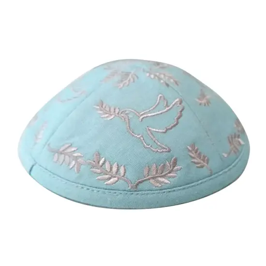 Kippah Baby Blue Doves Linen {1}