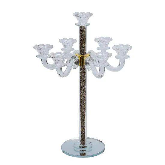 Tall Crystal Candelabra 7 Arms Gold/Silver {4}
