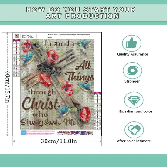 Christ Diamond Painting Kits for Adults, 5D DIY Full Drill Diamond Dots Paintings with Diamonds Gem Art and Crafts for Adults Home Wall Decor, Crucifix 12x16in {1}