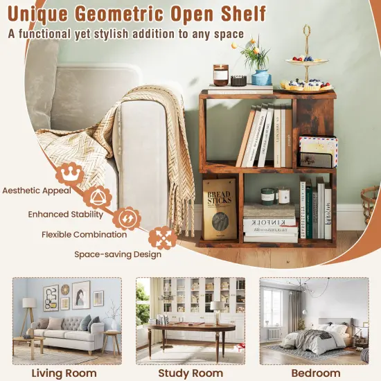 3-Tier Freestanding Display Bookshelf with Open Storage Space Ideal for Entryways or Living Rooms Rustic Brown {6}