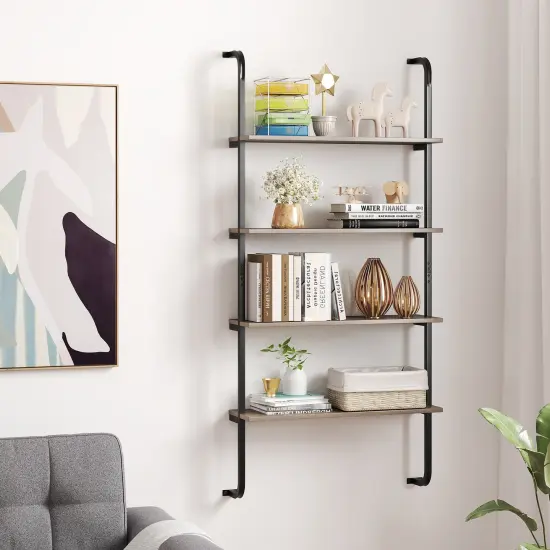 4-Tier Industrial Pipe Shelving with Metal Frame Perfect for Living Room or Kitchen Oak {2}