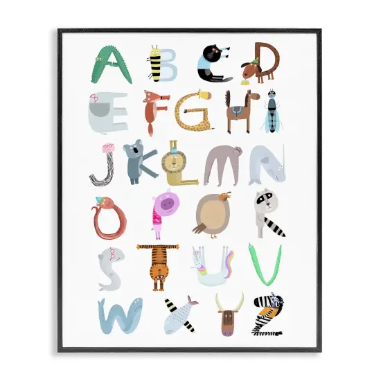 Stupell Industries Animal Shaped Alphabet Framed Giclee By Carla Daly {1}
