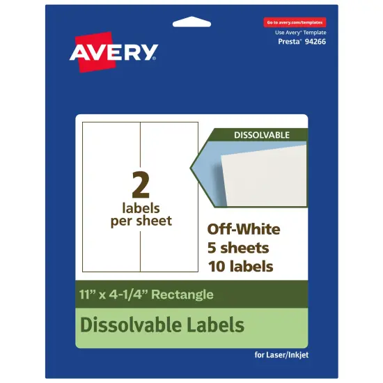 Avery Dissolvable Labels, 11" x 4.25" Rectangle {7}