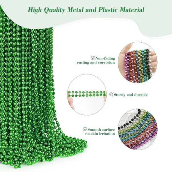 144 PCS St. Patricks Day Necklaces, Green Mardi Gras Christmas Bead Necklaces, 33" St. Patrick's Day Green Beads St. Patricks Day Accessories for Mardi Gras, St. Patricks Day Party Favors {2}