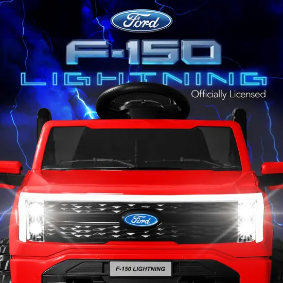 Best Choice Products Kids 12V Ride On Car Officially Licensed Ford Lightning Truck w/ Remote, LED Lights Red {3}