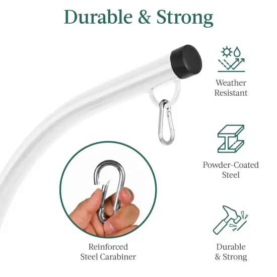 Best Choice Products Metal Hanging Hammock C-Stand for Chair/ Weather-Resistant Finish, Offset Base - Stand Only White {3}