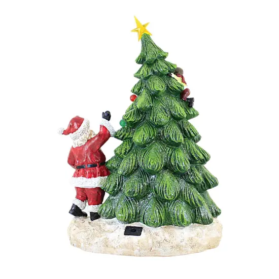 Transpac 16.5 Inch Santa With Christmas Tree Figurine Christmas Figurine , Christmas Decor Light Up Battery Child Green {2}