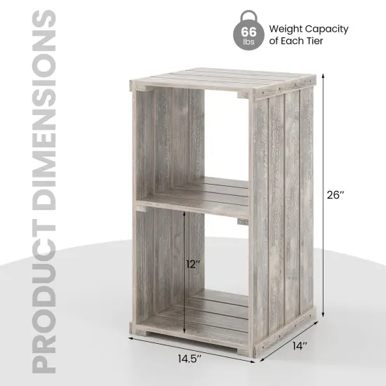 2-Cube Storage Shelf with Open Back and 3-Tier Shelf Light brown {5}