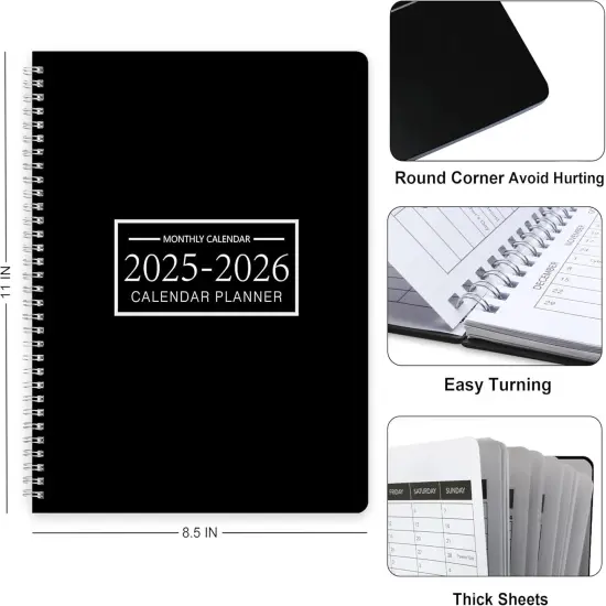 Monthly Academic Planner 2025-2026 Monthly Calendar Planner from Jan 2025 - Dec 2026, 9'' x 11'', Organize Schedule for School, Office, Family {3}