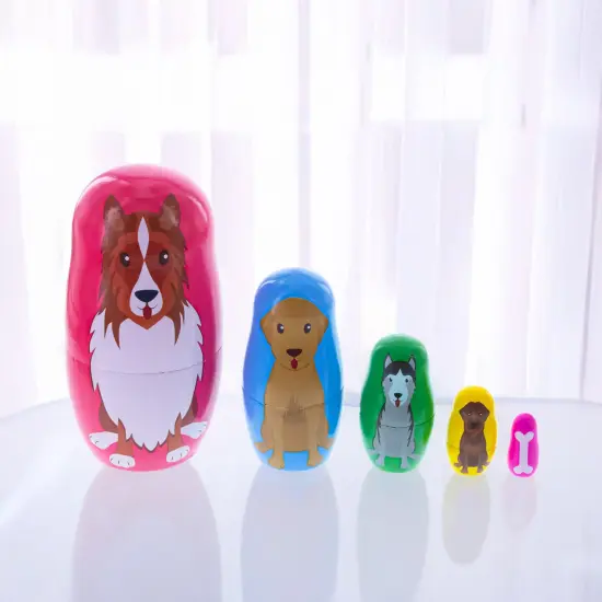 Dogs Wooden Nesting Dolls 4.75 Inches {3}