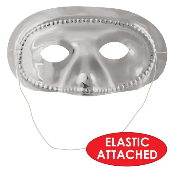 24 Pack Bulk Mardi Gras Metallic Half Mask - silver {3}